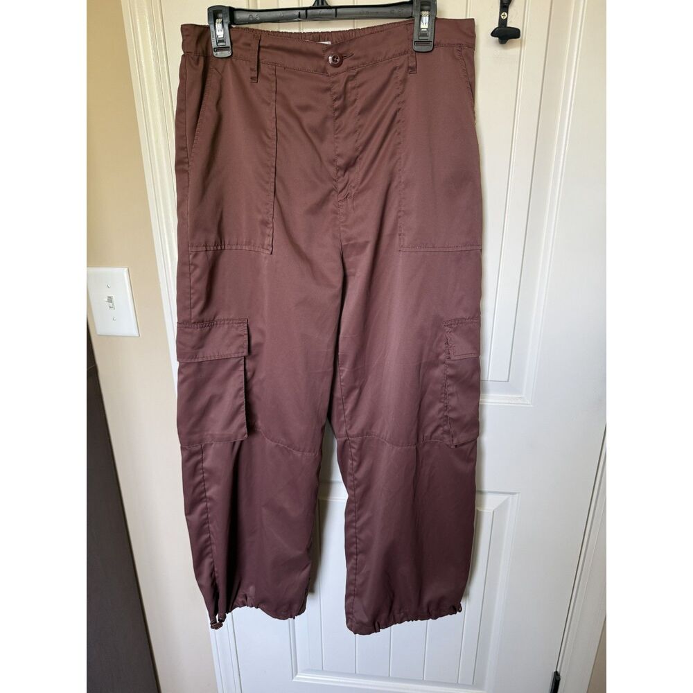 Celebrity Pink Parachute Cargo Pants Size Xl Y2k Brown Wide Leg Bungee Ankle